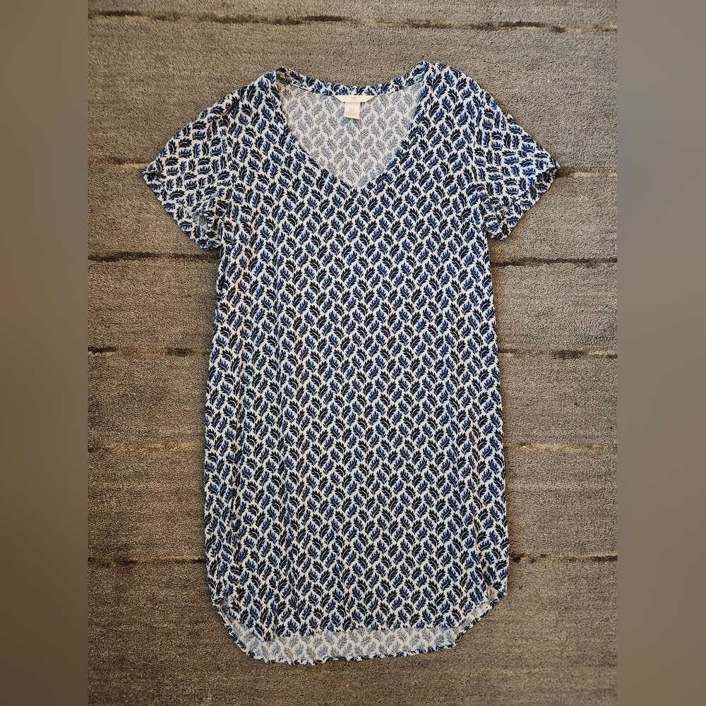H&M Blue Leaf Pattern Dress